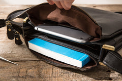 Cool Leather Black Mens Messenger Bags Vintage Shoulder Bags  for Men - iwalletsmen