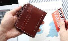 Leather Mens Front Pocket Wallets Small Slim Wallet Card Wallet Change Wallet for Men - iwalletsmen