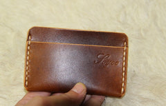 Handmade Leather Mens Slim Front Pocket Wallets Leather Card Wallet for Men - iwalletsmen