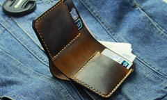 Vintage Coffee Leather Mens Slim Small Wallet Leather Bifold Wallets for Men - iwalletsmen