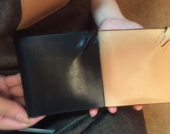 Handmade Leather Mens Cool billfold Leather Wallet Men Slim Wallet Bifold for Men