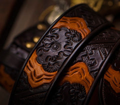 Handmade Genuine Leather Mens Belt Custom Cool Leather Men Black Belt for Men