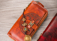 Handmade Leather Mens Chain Biker Wallet Cool Leather Wallet Long Phone Wallets for Men - iwalletsmen