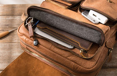 Cool Brown Mens Leather Backpacks Travel Backpacks Laptop Backpack for men - iwalletsmen