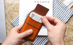 Badass Leather Mens Card Wallet Front Pocket Wallets Small Slim Wallet Change Wallet for Men - iwalletsmen