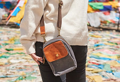 Canvas Leather Mens Belt Pouch Waist Bag Small Side Bag for Men - iwalletsmen