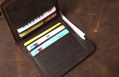Cool Coffee Leather Mens Small Wallets Bifold Vintage Slim billfold Wallet for Men - iwalletsmen