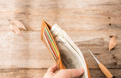 Vintage Leather Mens Small Wallets Bifold Slim Front Pocket Wallet for Men - iwalletsmen