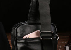 Cool Leather Mens Sling Bag Sling Shoulder Bag Sling Backpacks Chest Bag for men - iwalletsmen