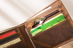 Cool Leather Mens Briaded Small Wallet Bifold Vintage Slim billfold Wallet for Men - iwalletsmen