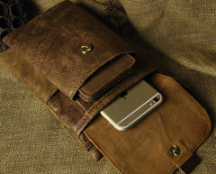 Leather Mens Small Side Bag COURIER BAG Waist Bag Holster Belt Case Belt Pouch for Men - iwalletsmen