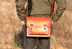 Handmade Vintage Coffee Leather Mens Camera Shoulder Bags Camera Messenger Bag for Men - iwalletsmen