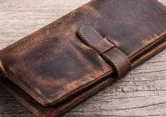 Vintage Leather Long Wallets for men Bifold Men Long Wallet - iwalletsmen