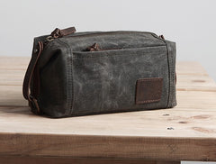 Large Canvas Green Mens Clutch Bag Zipper Wristlet Bag Phone Purse for Men - iwalletsmen