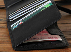 Genuine Leather Mens Cool billfold Leather Wallet Men Small Wallets Trifold for Men