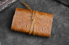 Handmade Leather Floral Mens Cool billfold Wallet Card Holder Small Card Slim Wallets for Men