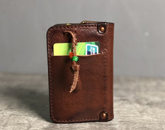 Handamde Genuine Leather Mens Cool Key Wallet Card Slim Wallet Key Holder Car Key Case for Men