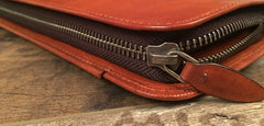 Genuine Leather Mens Cool Long Leather Phone Wallet Zipper Clutch Wristlet Wallet for Men