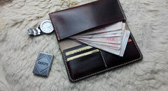 Vintage Leather Mens Bifold Long Wallet Leather Long Wallets for Men - iwalletsmen