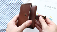 Leather Mens Small Card Wallets Front Pocket Wallet Cool Change Wallet for Men - iwalletsmen