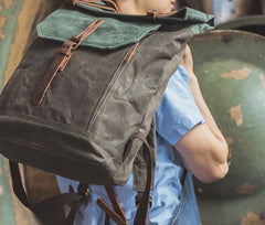 Cool Canvas Gray Travel Bag Mens Backpack Canvas Canvas School Bag for Men - iwalletsmen