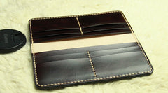 Vintage Leather Coffee Bifold Mens Long Wallet Leather Long Wallets for Men - iwalletsmen