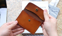 Leather Mens Card Wallet Front Pocket Wallet Small Slim Wallets Change Wallets for Men - iwalletsmen