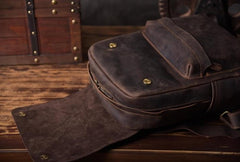 Genuine Leather Mens Cool Backpack Sling Bag Large Travel Bag Hiking Bag for men