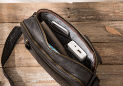 black messenger crossbody bag Black Leather Messenger Bag Men's Black Crossbody Bag Small Black Messenger Bag