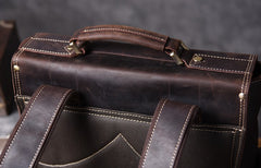 Handmade Leather Mens Cool Backpack Messenger Bag Briefcase Work Bag Business Bag for men