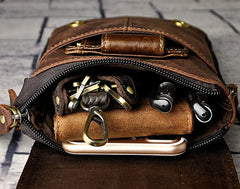 Mens Leather Small Side Bag COURIER BAGs Waist Pouch Holster Belt Case Belt Pouch for Men - iwalletsmen