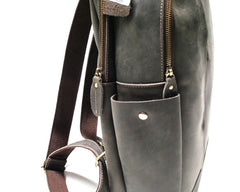 Green Mens Leather Backpack Travel Backpacks Laptop Backpack for men - iwalletsmen