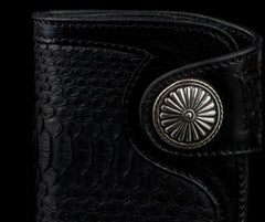 Handmade Leather Biker Wallet Mens Cool billfold Chain Wallet Trucker Wallet with Chain