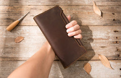 Vintage Cool Mens long Wallet Leather Wallet Long Wallet for Men - iwalletsmen