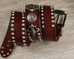 Handmade Genuine Custom Punk Biker Leather Mens Leather Men Belt for Men