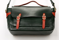 Green Leather Mens Briefcase Messenger Bag Handbag Shoulder Bag for men - iwalletsmen