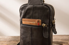 Vintage Leather Mens Sling Bag Sling Shoulder Bag Sling Backpack for men - iwalletsmen