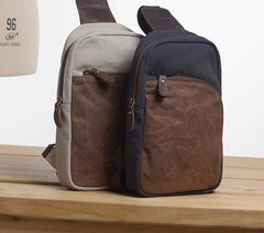 Cool Canvas Gray Mens Sling Bag Chest Bag One Shoulder Pack for men - iwalletsmen