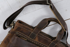 Cool Coffee Leather Mens Briefcases Work Bag Laptop Bag Business Bag for Men - iwalletsmen