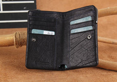 Handmade Genuine Leather Mens Cool Slim Leather Wallet Men Small Wallets Bifold for Men