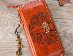 Handmade Leather Mens Chain Biker Wallet Cool Leather Wallet Long Phone Wallets for Men - iwalletsmen