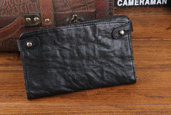 Handmade Leather Mens Cool Long Leather Wallet Bifold Clutch Wallet for Men