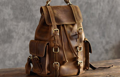 Handmade Leather Mens Cool Backpack Sling Bag Large Travel Bag Hiking Bag for men