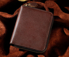 Cool Leather Mens Zipper Small Wallet Front Pocket Wallet for Men - iwalletsmen