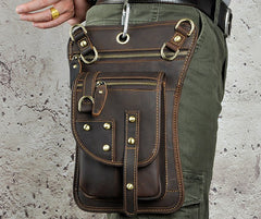 Cool Leather Utility Drop Leg Bag Belt Pouch Mens Waist Bag Shoulder Bag for Men - iwalletsmen