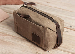 Large Canvas Green Mens Clutch Bag Zipper Wristlet Bag Phone Purse for Men - iwalletsmen