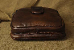 Mens Leather Small Side Bag COURIER BAG Waist Pouch Holster Belt Case Belt Pouch for Men - iwalletsmen