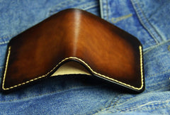 Vintage Coffee Leather Mens Slim Small Wallet Leather Bifold Wallets for Men - iwalletsmen