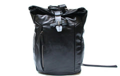 Black Leather Mens Backpacks Travel Backpacks Laptop Backpack for men - iwalletsmen