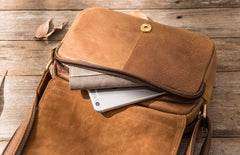 Small Cool Leather Mens Messenger Bags Shoulder Bag  for Men - iwalletsmen